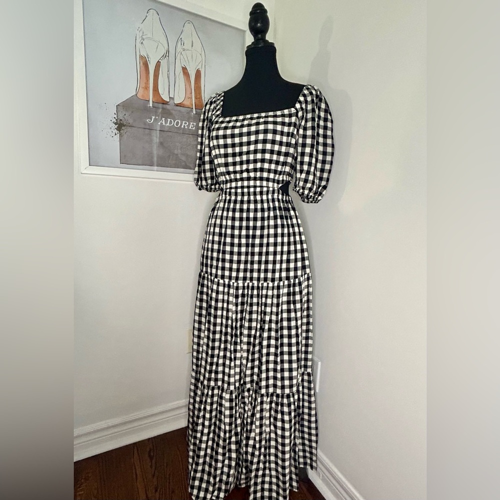 Black and White Ruffled Tiered Sundress